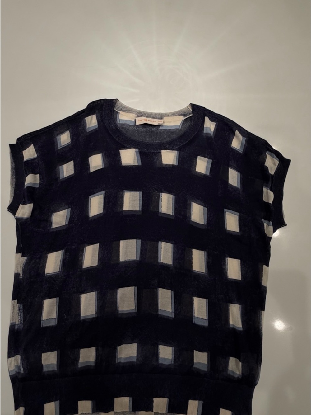 Tory Burch Navy, Cream & Light Blue Striped Sweater